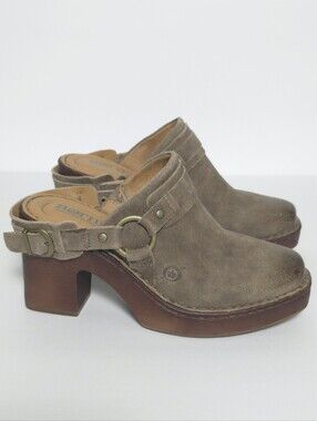 Born 'Hudson' Slingback Clogs Taupe Distressed 7M Boho Equestrian Country Shoes